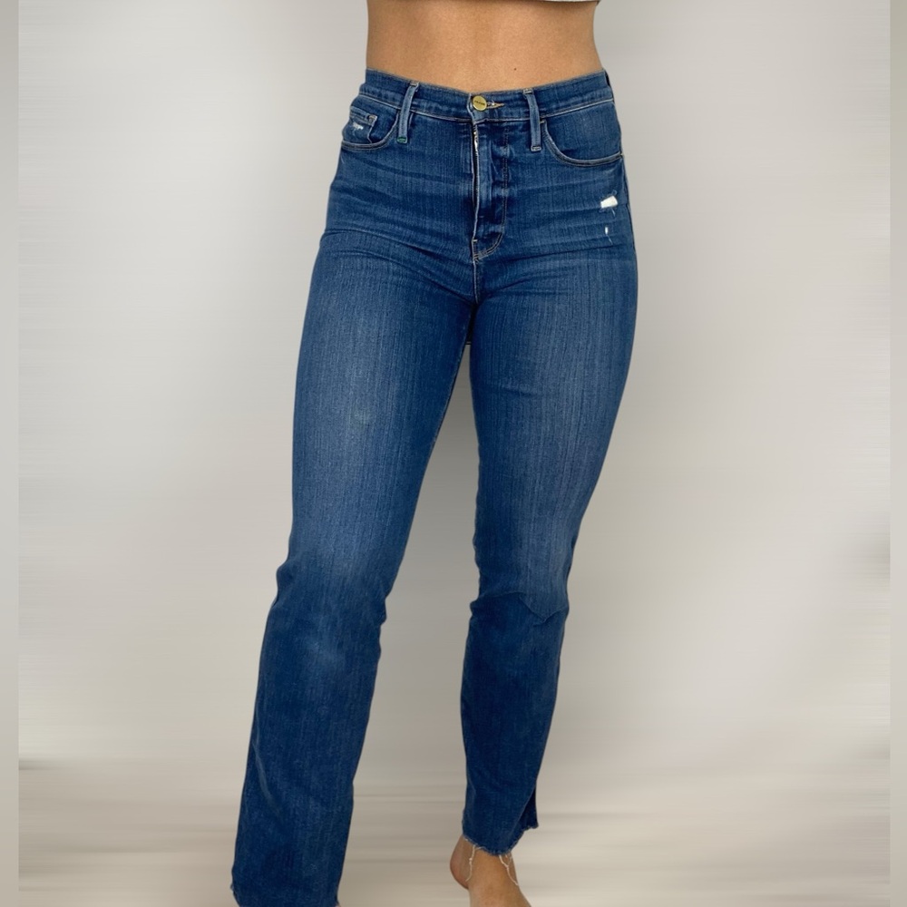 FRAME Le Sylvia Slender Straight Organic Cotton Stretchy High Waisted‎